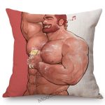 Sexy Handsome Hunk Boy Man Cartoon Gym Aesthetics Body Builder Hot Muscle Art Sofa Throw Pillow Case Cotton Linen Cushion Cover 2