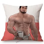 Sexy Handsome Hunk Boy Man Cartoon Gym Aesthetics Body Builder Hot Muscle Art Sofa Throw Pillow Case Cotton Linen Cushion Cover 3