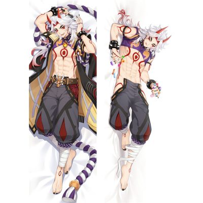 Anime Game Genshin Impact Arataki Itto Dakimakura HD Cosplay Huggable Body Otaku Male Bedding Pillow Cover DIY Custom Pillowcase 1